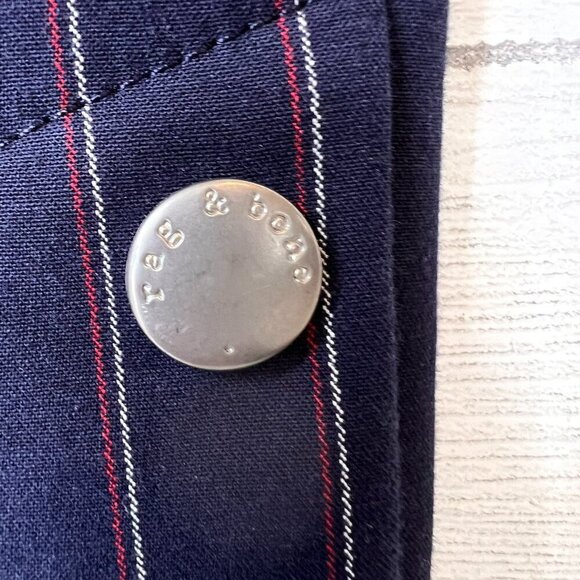 Rag and Bone Pants Womens Size 4 Navy Stripe Simone Snap Pant High Rise Career - Picture 8 of 16